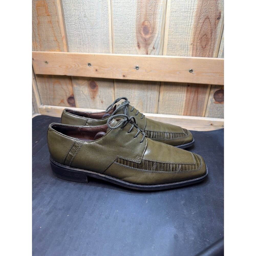 Giorgio Brutini Private Collection Leather Dress Shoes Olive Lizard Size 8.5